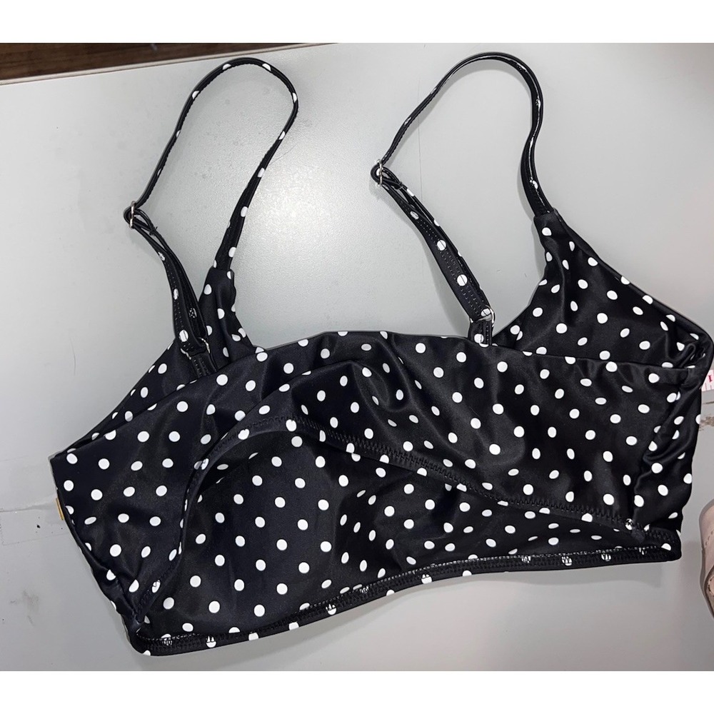 Bloom Size Large Black White Polkadot Adjustable Padded Chic Tankini Top - Picture 8 of 8